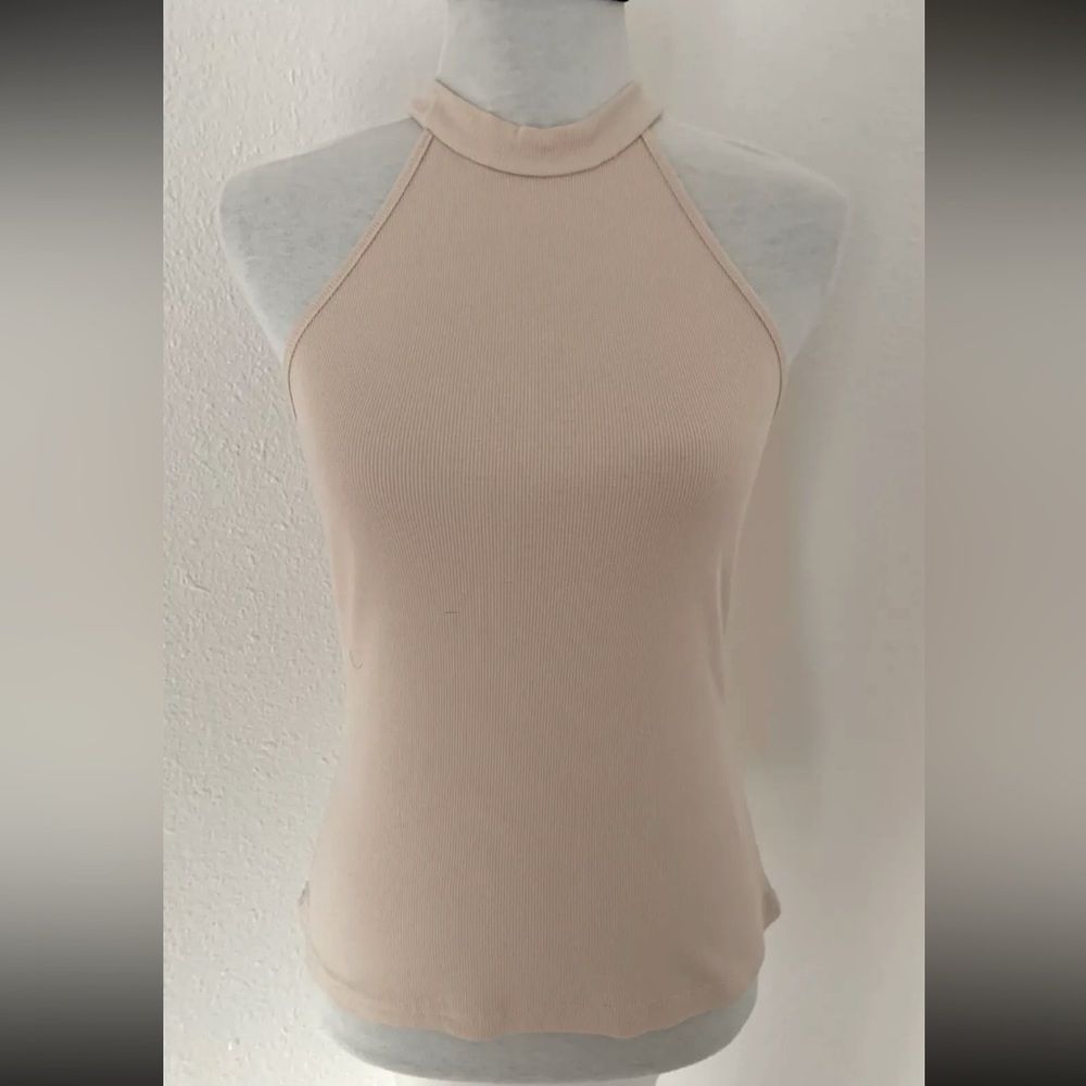 MOTF Women’s Junior Girls Nude Beige Halter Neck Tank Top Blouse Size L
